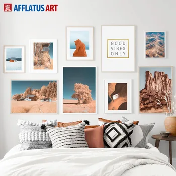 

Mountain Tree Prairie House Sky Quotes Wall Art Canvas Painting Nordic Posters And Prints Wall Pictures For Living Room Decor