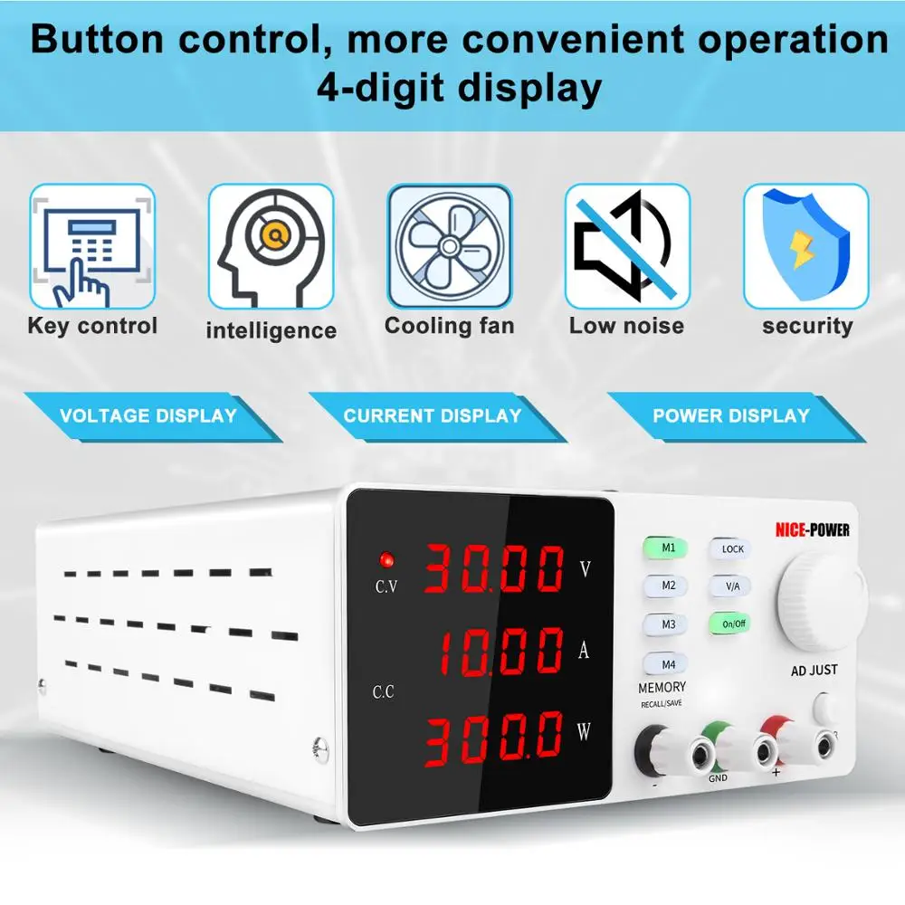 Programmable laboratory power feeding 30v 10a Lab Power supply unit for pc voltage regulator Precise adjustment Source 120V 3A-3