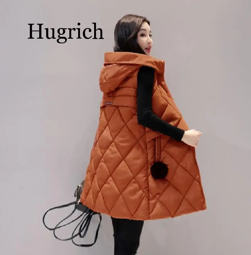 

Autumn Winter Vest Women Waistcoat 2019 New Fashion Female Sleeveless Jacket Hooded Warm Long Vest cotton feminino Plus Size