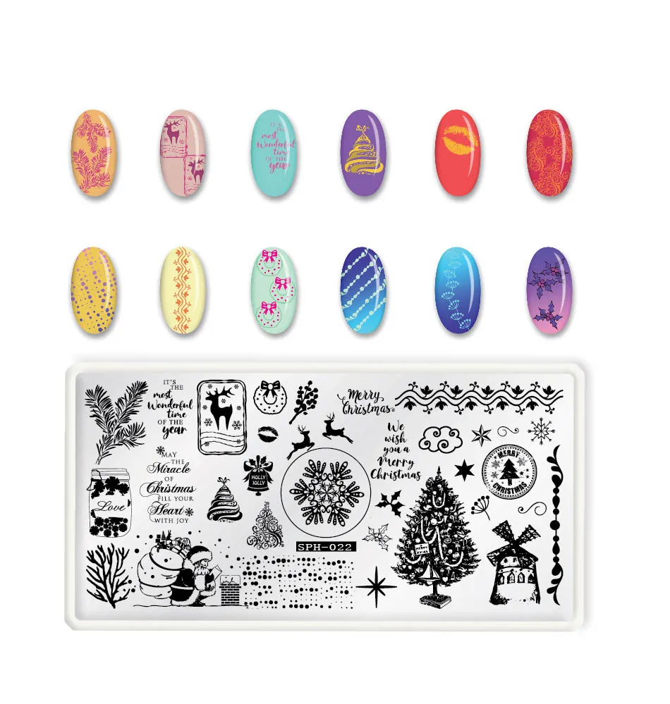 

WAKEFULNESS Christmas Nail Stamp Plate Rectangle Snowflakes Image Stamping Nail Art Stencils Manicure Template Tools