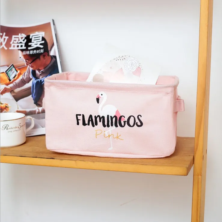 

Foldable Flamingo Storage Basket Desktop Bedroom Bathroom Storage Organizer For Sundries Underwear Toy Makeup 23*16*12cm