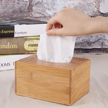 

Bamboo Rectangular Tissue Box Holder Storage Paper Box Tissue Box Cover Car Wood Napkins Holder Case Organizer Home Decoration