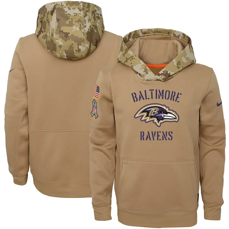 Baltimore Женская Молодежная Американская Футбольная Толстовка Ravens Салют для обслуживания Sideline Therma пуловер с капюшоном - Цвет: youth