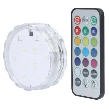 

Remote Control Underwater Night Lamp 10LED RGB Waterproof Submersible Light Good Transmittance and Uniform Lighting