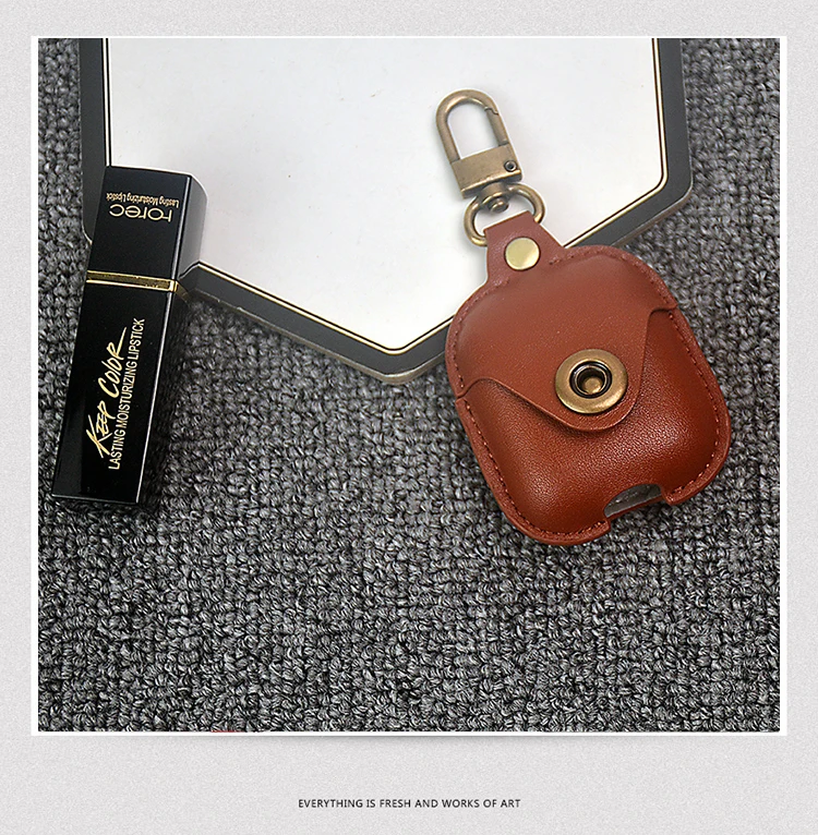 Роскошный CowhideLeather чехол для Apple AirPods кожаный чехол с кнопками кожаный защитный чехол для AirPods 2 анти-потеря