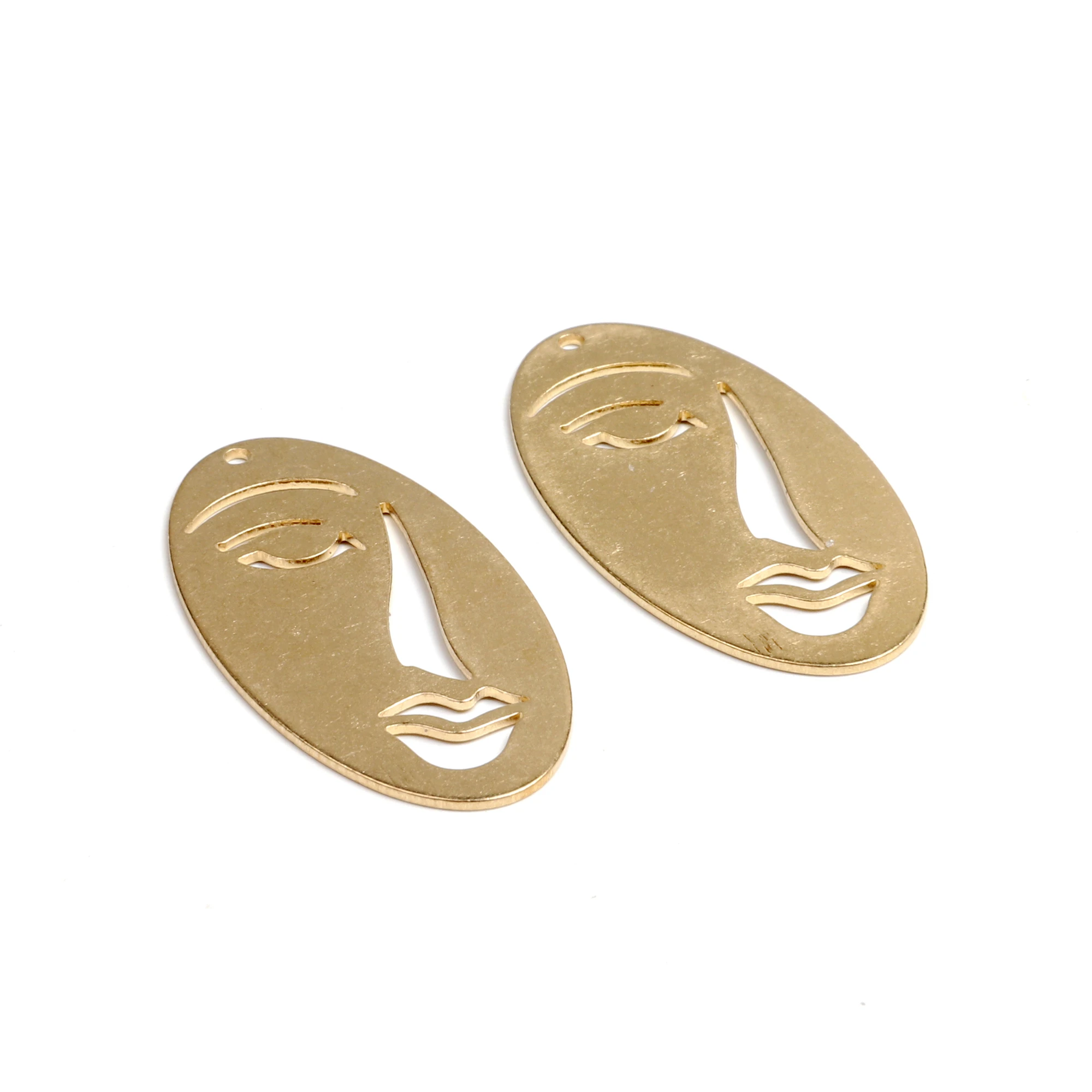 

Brass Oval Charms,Earring Findings,Face Shape Pendant,Blanks With 1 Hole Earrings,Fit For DIY Necklace,19X38mm-RB1347