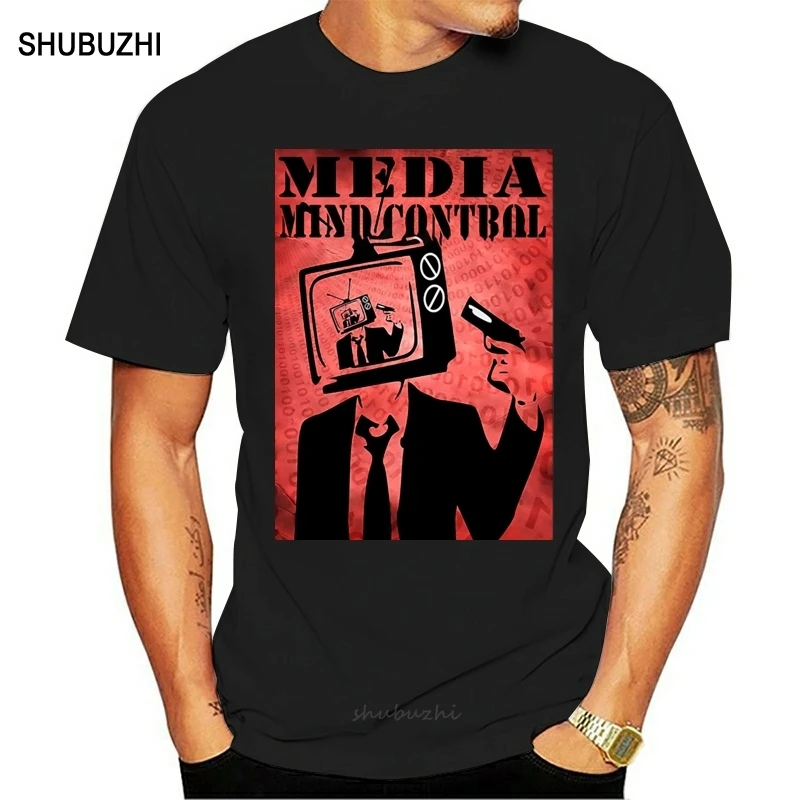 Футболка Media Mind Control Brain Wash Nwo новые мировые заказы ТВ поддельные новости простая