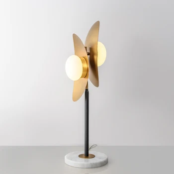 

Postmodern Creative Golden LED Table Lamp Iron Bedroom Bedside Luxury Desk Lighting American Marble Designer Reading Luminaires