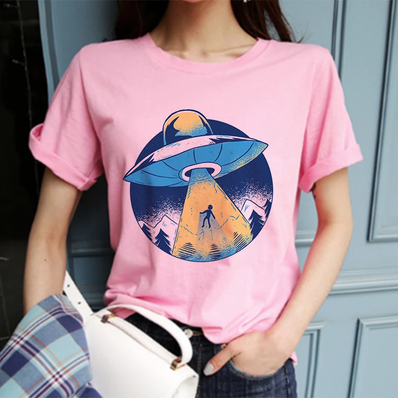 Женская футболка ET Alien с принтом, топы, Винтажная футболка, Готическая Женская Футболка Harajuku Kawaii, женская розовая одежда, уличная одежда