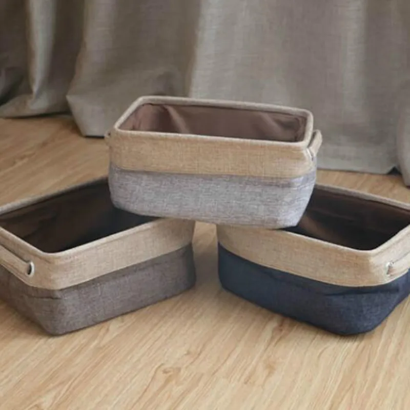 

Nordic linen storage basket desktop sundries storage box cosmetics snack basket remote control storage LB919108