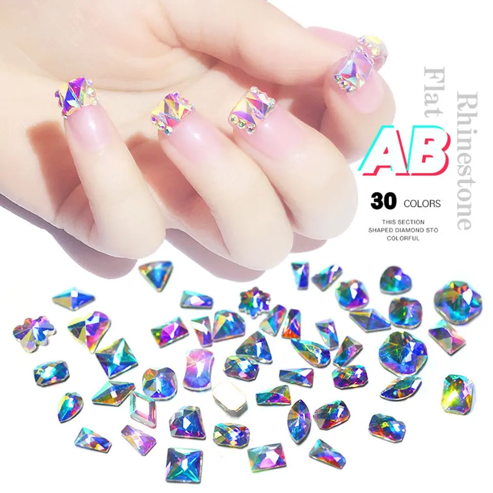

AB Nail Art Shining Mixed Jewelry Nail Stickers Glass Stone Diamonds Nail Crystals Rhinestones Gems Nail Diamond Stone