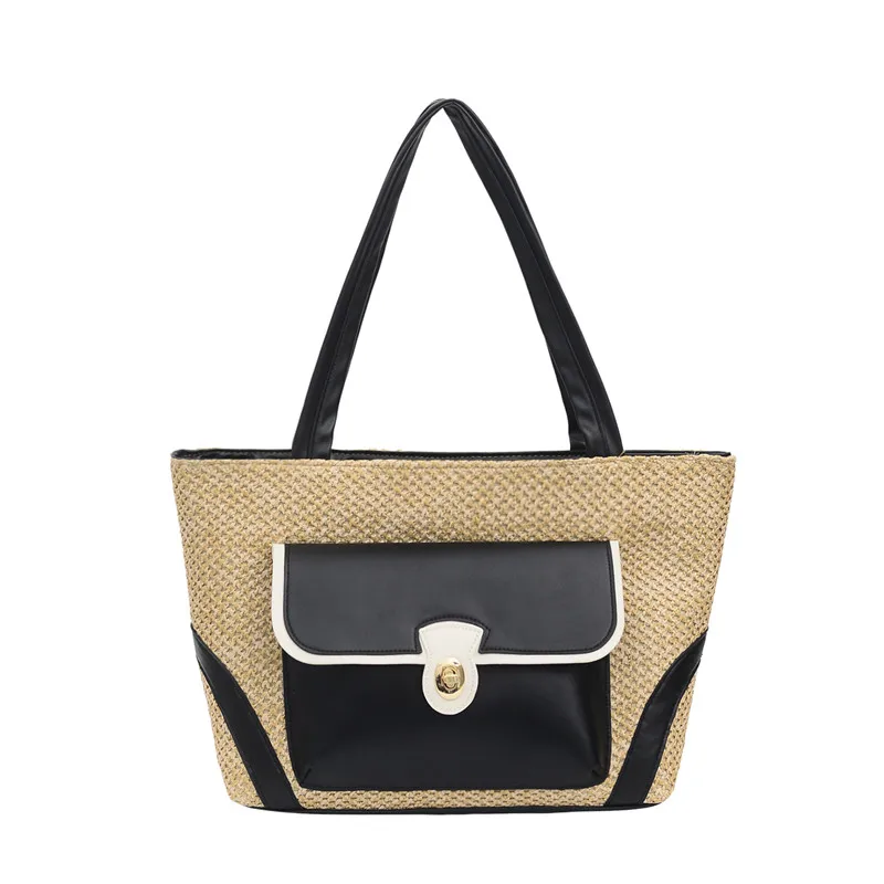

2019 Women Big Handbag Leather Straw Female Shoulder Bag Designer Messenger Bags Fashion Tote Purses For Ladies Sac A Main