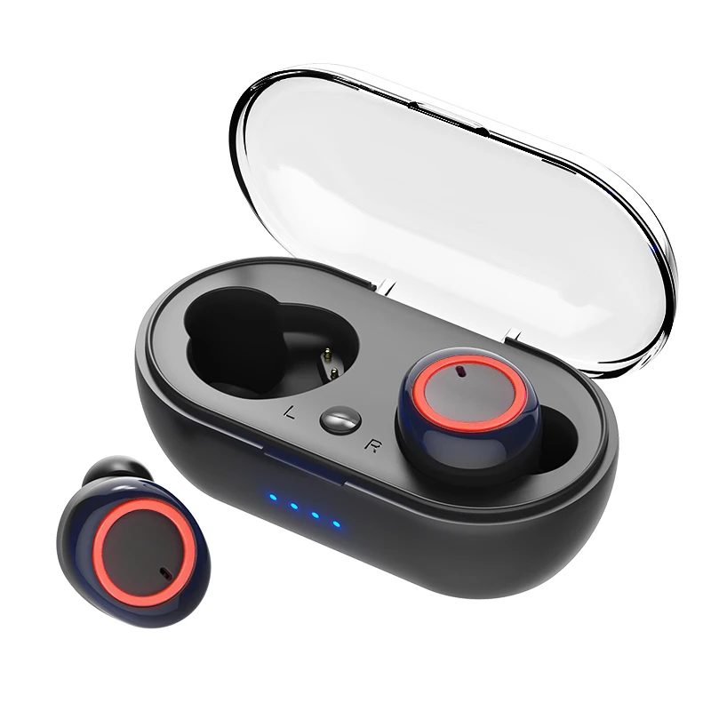 TWS мини беспроводные наушники Bluetooth наушники с сенсорным управлением стерео гарнитура с микрофоном - Цвет: Black Red