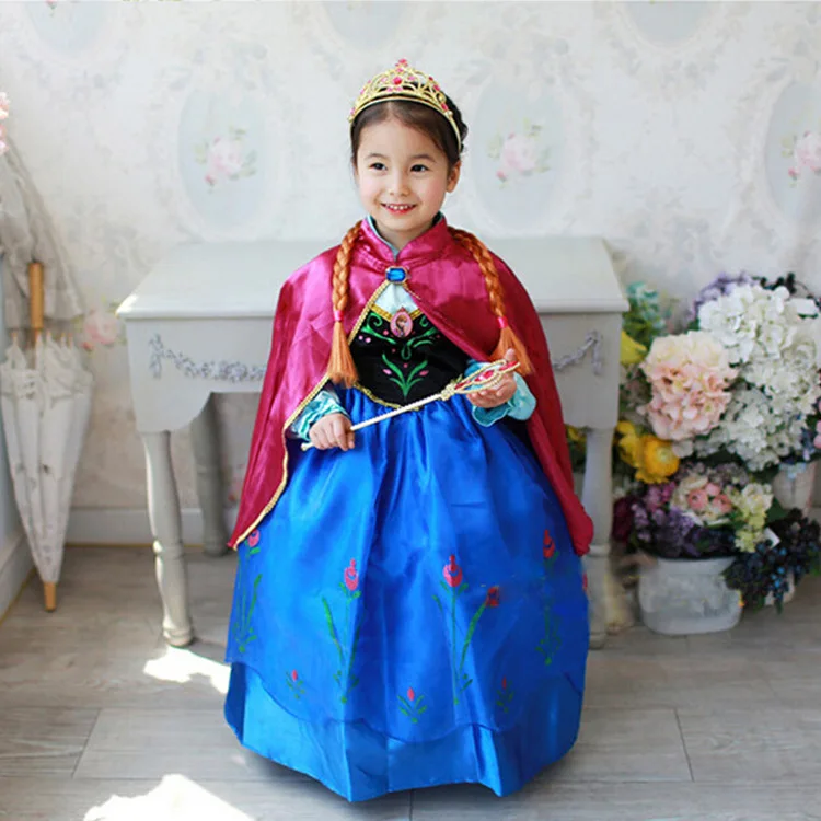 Новое Модное детское платье принцессы Анны костюм Эльзы платье для девочек детское платье для девочек костюмы на Хэллоуин для детей от 3 до 10 лет