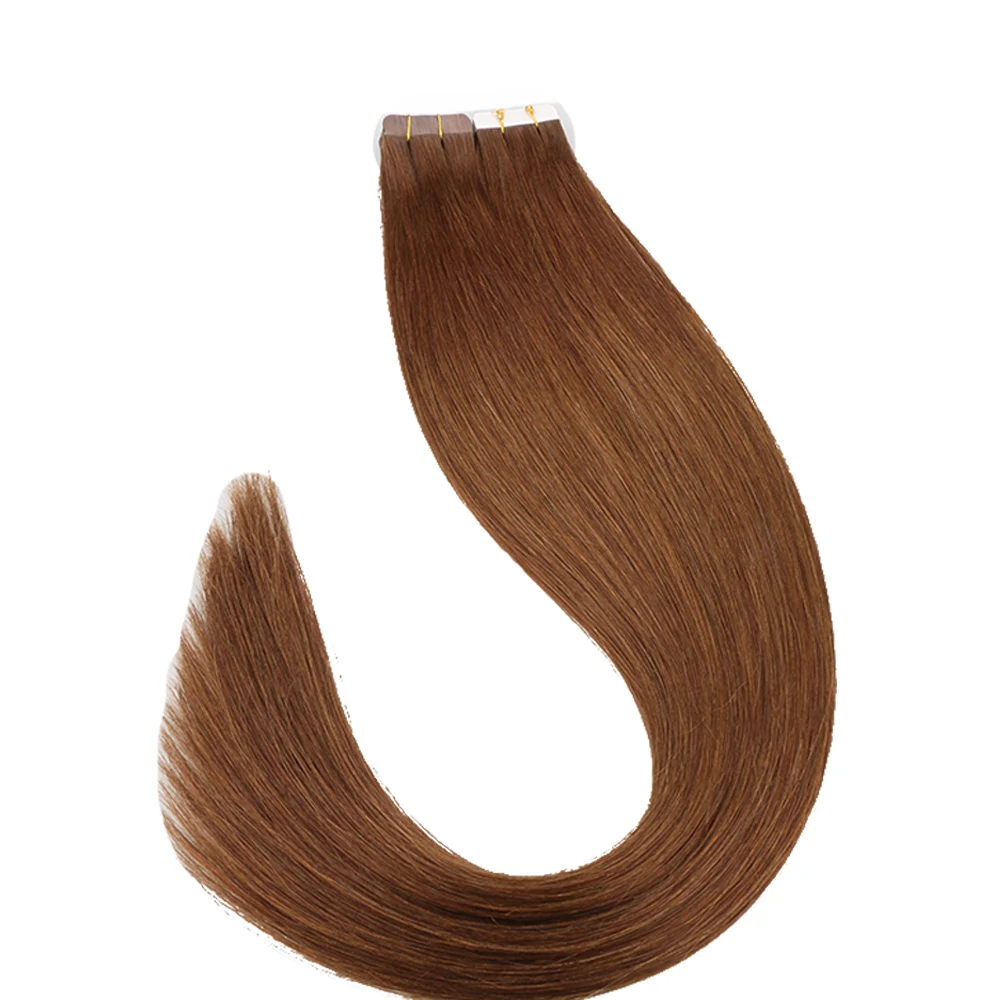 Toysww Tape In Human Hair Extensions Straight 4# Brown Tape In Extensions 40pcs Remy Tape In Hair Extensions Salon Style (3)