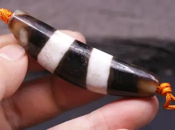 

Magic Power Tibetan Old Agate wide stripe horn-shape 72mm Long dZi Bead Totem Bead Totem LKbrother Sauces Top Quality Garrentee
