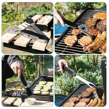 

New 5-in-1 BBQ Folding Grill Spatula Fork Brush Corkscrew Bottle Opener Tool Set Kitchen Gadgets Cooking Tools Kit BBQ Utensils
