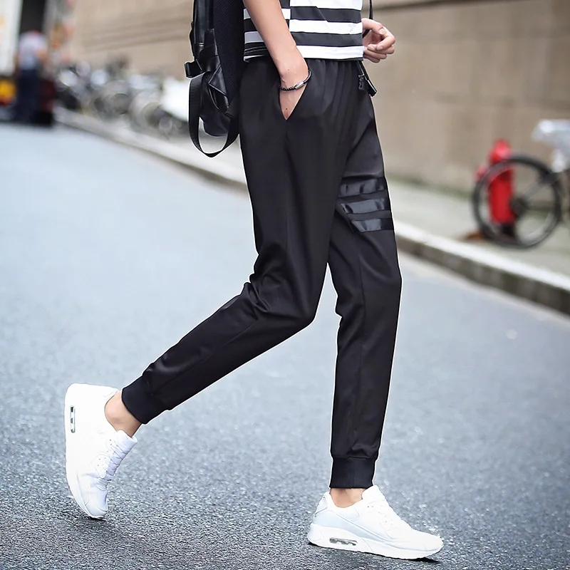 Casual Pants Stretch Black Pants for Teenagers, Slim Feet, Tight Pants, Men's Spring/autumn Foot-tie Sweatpants New Joggers