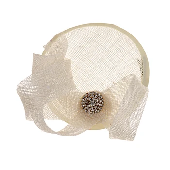 

Lady Top Fascinator Hat Hair Clip Sinamay Cocktail Party Church Wedding Beige