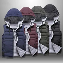 Жилет мужской зимний пуховый жилет мужской повседневный жилет без рукавов Мужская куртка с капюшоном Теплый жилет куртка носить с обеих сторон плюс размер 4XL