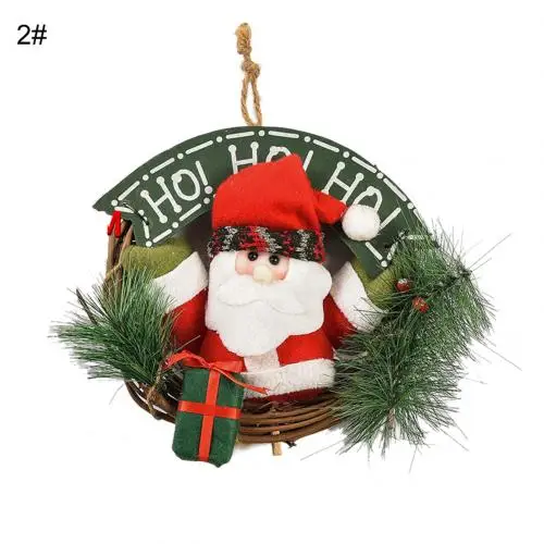 2 Прекрасный Санта Снеговик гирлянда ручной работы обруч из ротанга придверный, с рождественскими мотивами настенное украшение Рождественское украшение для дома - Цвет: 2
