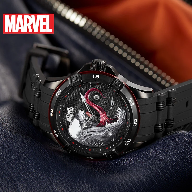 Disney официальный авторизованный Marvel Мстители VENOM кварцевые часы водонепроницаемые мужские наручные часы силиконовый ремешок Мужские Роскошные m-9116