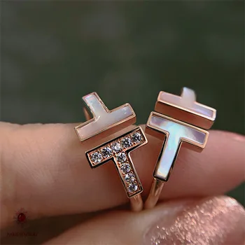 

Ring high quality 1:1 original TIF 2020 new "double T" ring is not easy to fade