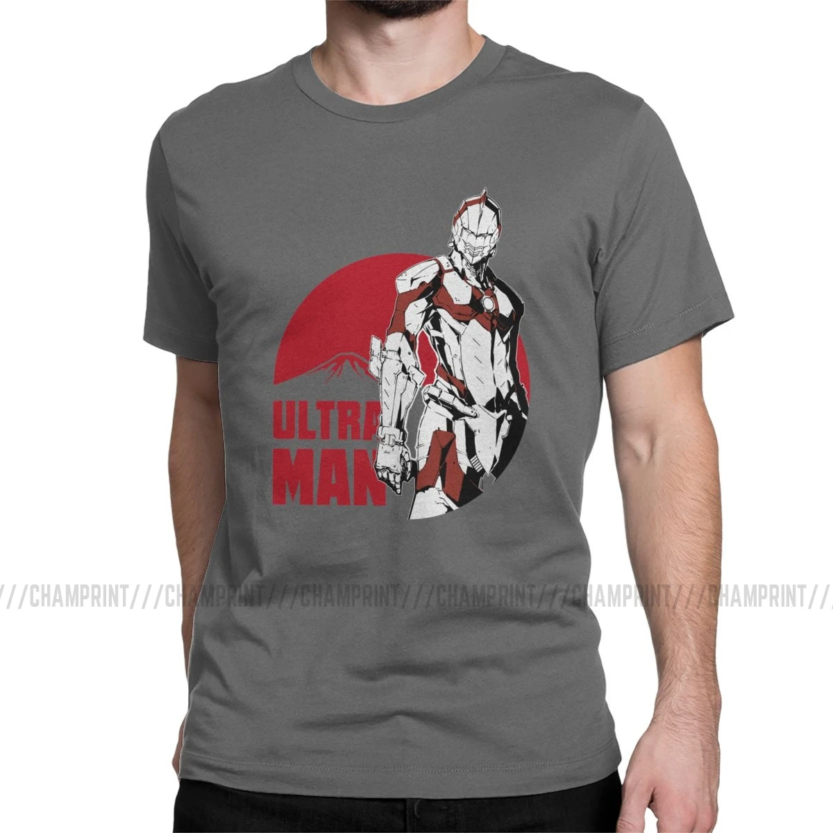 Crazy Ultraman Японские футболки с аниме рисунком мужские хлопковые футболки Rider Hero Robot Kaiju футболка с коротким рукавом летняя одежда - Цвет: Темно-серый