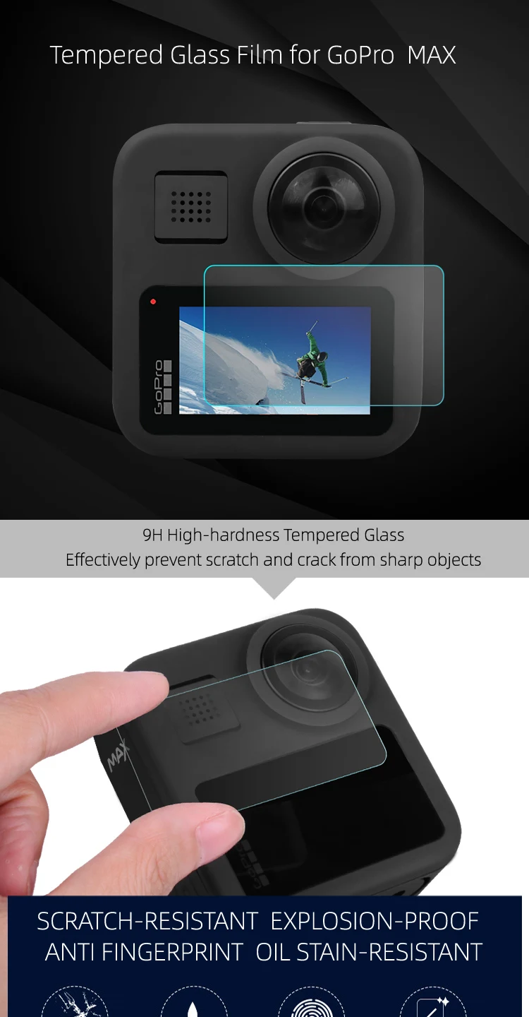 2/3 предмета закаленное Стекло пленка ЖК-дисплей HD Экран протектор для GoPro Max черный действие Камера аксессуары