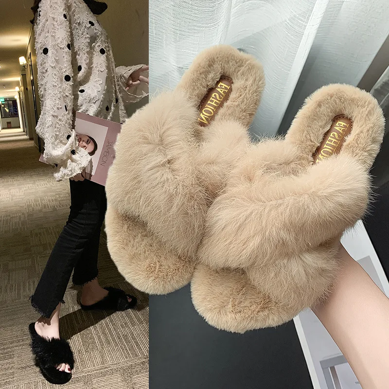 

Network Red Crystal Slipper Women's Outer Wear 2019 New Style Women's Thick Bottomed A- line Plush Slipper Fashion Slipper INS F