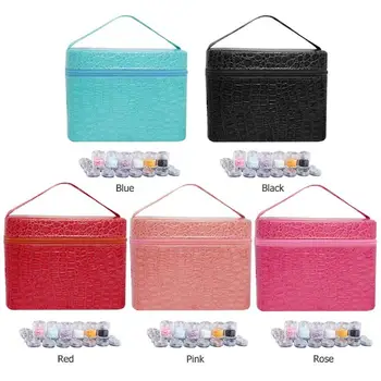 

84 Bottles PU Leather Diamond Painting Charms Rhinestones Tool Storage Bag Case Organizer Beads Diamond Embroidery Storage Box