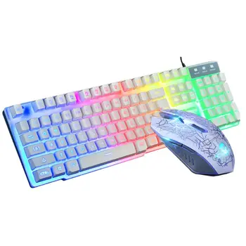 

Multimedia T6 Rainbow LED Backlit Ergonomic USB Gaming Keyboard Wired Mouse and Mouse Pad for PC Laptop Computer Users Gamers