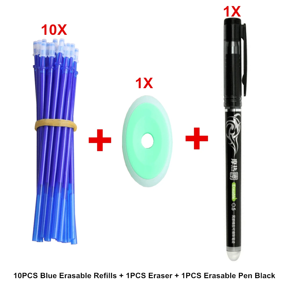 12Pcs Blue Set 3/12/20/набор стираемых ручек, набор гелевых чернил 0,5 мм, Волшебная гелевая ручка, канцелярские принадлежности для офиса, школьные принадлежности, подарки, синие, черные, красные чернила, стираемая ручка - Цвет: 12Pcs Blue Set