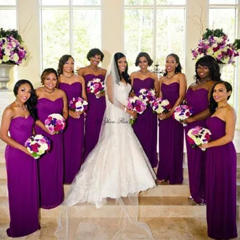 

Sweetheart Purple Chiffon Godmother Dress Lace Up Back Bridesmaid Dresses Plus Size A-line Long Wedding Party Gowns