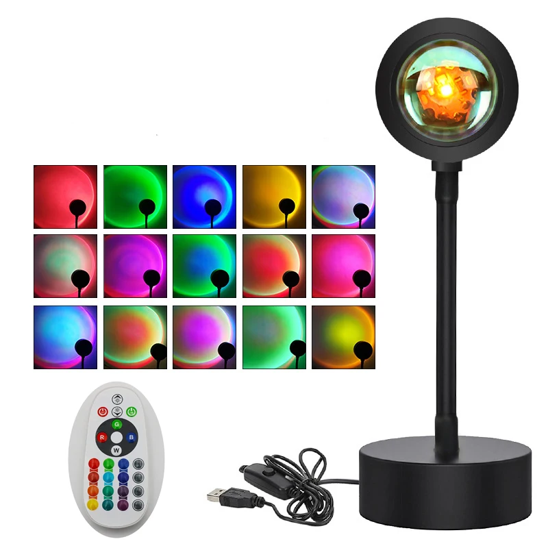 portable night light RGB 16 Colors Sunset Lamp Led Projector Night Light APP Remote Living Room Background Lighting for Room Decoration Photography night lamp for bedroom wall Night Lights