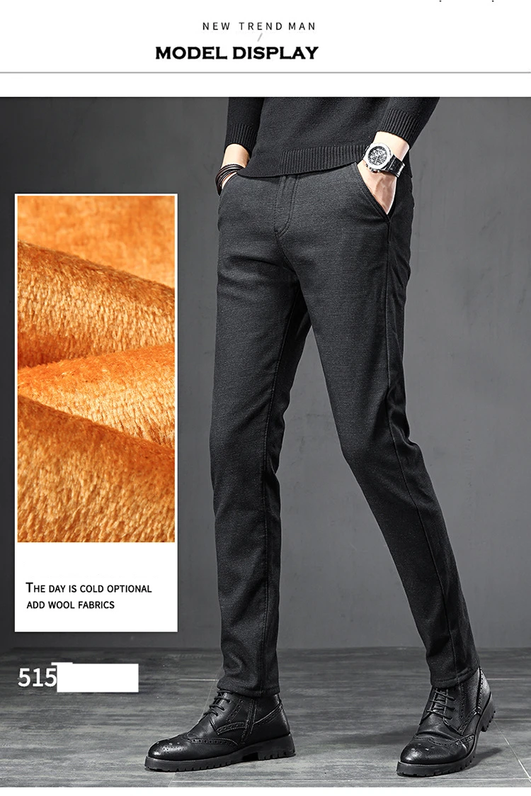 Зимние мужские флисовые плотные брюки, мужские деловые брюки ...