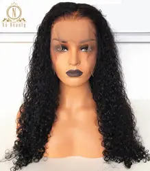 Бесклеевой 13x6 Синтетические волосы на кружеве парики из натуральных волос с Африканской структурой, черные волосы Remy Джерри вьющиеся