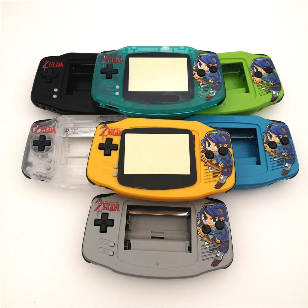 

Hyrule Hylian ZeldaLink Figure DIY Full set housing shell cover case w/ rubber pad buttons for GameBoy Advance GBA console