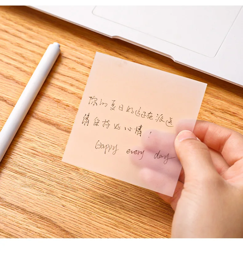 50Page Transparent Sticky Notes Student Waterproof Message Memo Pad Creative Stationery Office School Supplies Color Notebook