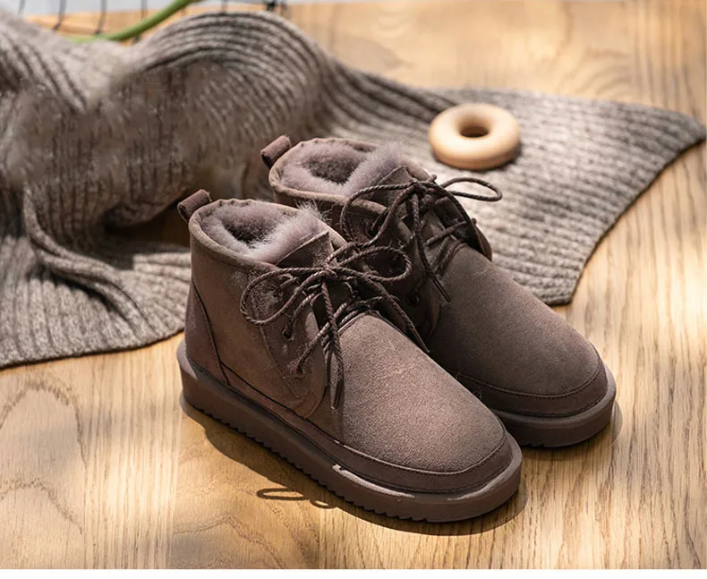 SHUANGGUN/модные зимние ботинки для женщин; зимняя обувь на шнуровке; Натуральная овечья кожа; натуральная шерсть; короткие ботинки на меху;