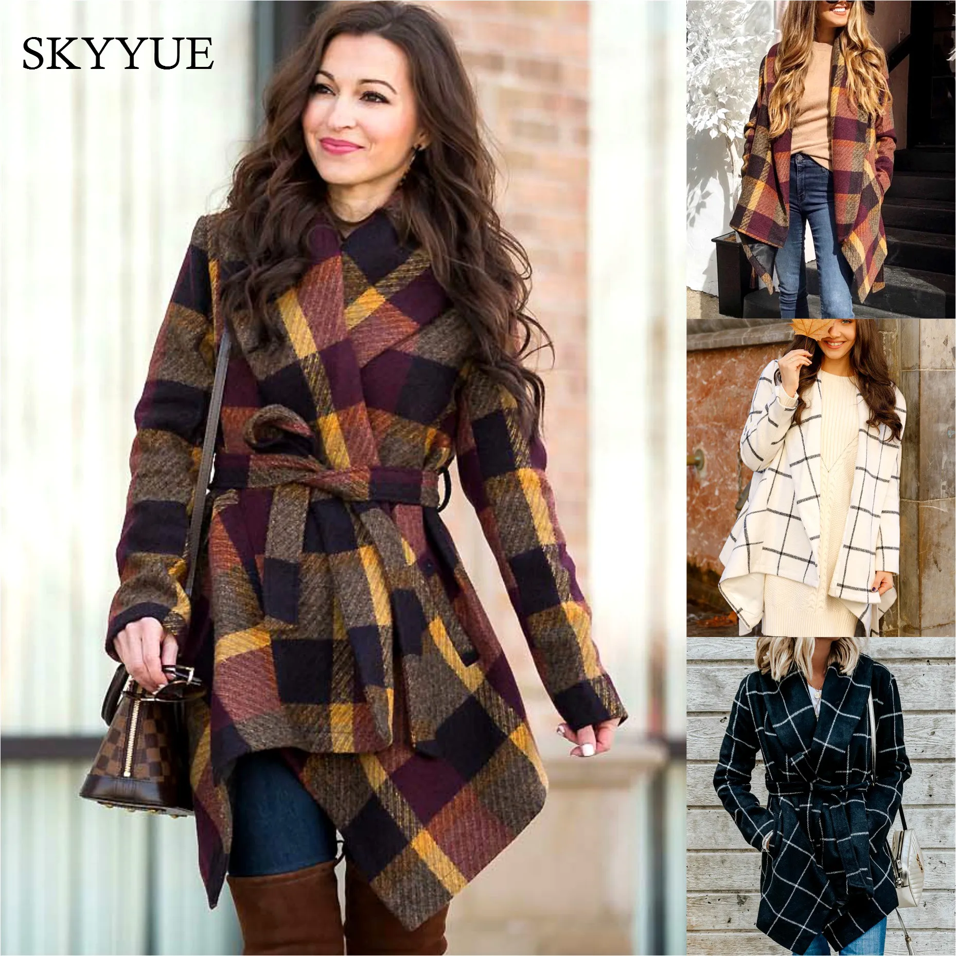 Зимнее пальто Женская свободная одежда теплое пальто Женская парка шерстяное пальто в клетку Женская Длинная зимняя куртка для женщин плащ