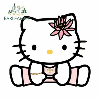 

EARLFAMILY 13cm x 11.9cm for Hello Kitty Practicing Splits Cartoon Graphics Car Sticker Motorcycle Decal Vinyl Fun Car Styling