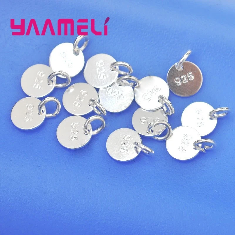 100PCS 925 Tags Sterling Silver Jewelry Findings Disk Flat Components+Jump Ring For Necklaces Bracelets Making Accessories | Украшения и