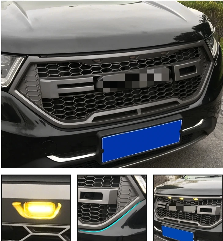 ABS Front Middle Grille Racing Grills Honeycomb Mesh With LED Light For Ford Edge 2015 2016 2017 2018 High Quality