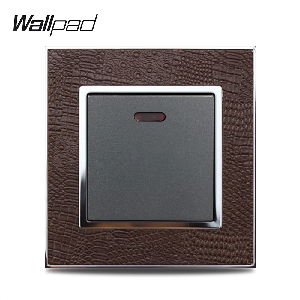 Горячая 45A DP двойной полюс водонагреватель Wallpad роскошная кожаная панель серебро золото рамка переключатель света Настенные переключатели
