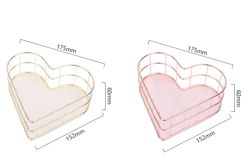 Железная металлическая корзина для хранения в форме сердца, офисный Настольный органайзер для мелочей, корзины для косметики, корзина для домашнего рабочего стола, Новинка