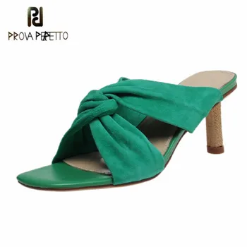 

slippers women high heels shoes sexy crossover summer party sandals 2020 runway T-show mules handmade Slippers zapatos mujer