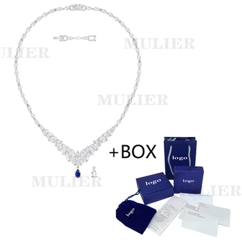 

MULIER 2019 SWA New High Quality LOUISON Necklace Winter Frosted Leaves Crystal Send Girlfriend Romantic Jewelry 5419234
