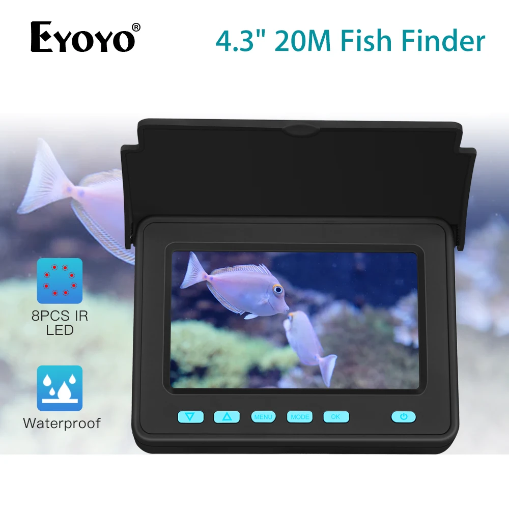 Eyoyo 20M 4.3" Monitor 1000TVL Underwater Fishing Camera IR Infrared Fish Finder 