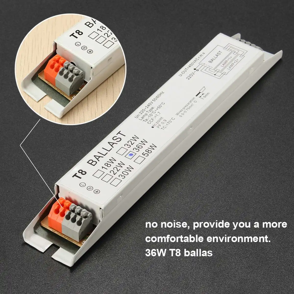 LEORY AC 220-240V 2x36W Wide Voltage T8 Electronic Ballast Fluorescent Lamp Balla